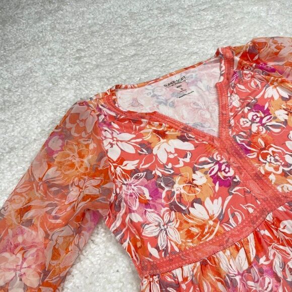 Torrid Super Soft Knit Babydoll Fabric Mix Balloon Sleeve Blouse Top - Picture 7 of 12